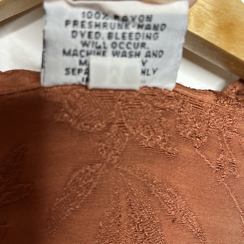 CP Shades Vintage Damask Embroidered Top Brown Womens Size M Floral Button Up - Picture 7 of 8